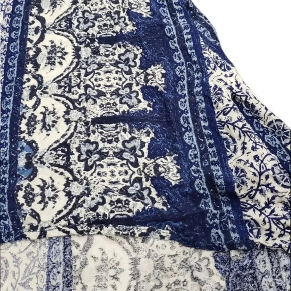 One Clothing Blue Boho Print Halter High Low Dress L - Picture 2 of 5